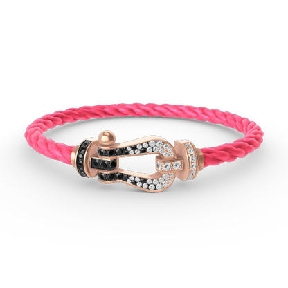 [Avelora]FORCE LARGE HORSESHOE BLACK & WHITE DIAMOND BRACELET - ROSE GOLD