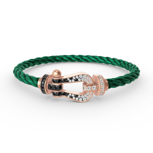[Avelora]FORCE LARGE HORSESHOE BLACK & WHITE DIAMOND BRACELET - ROSE GOLD