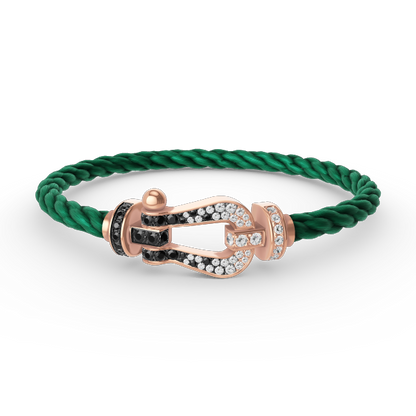 [Avelora]FORCE LARGE HORSESHOE BLACK & WHITE DIAMOND BRACELET - ROSE GOLD