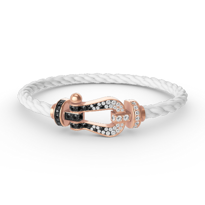 [Avelora]FORCE LARGE HORSESHOE BLACK & WHITE DIAMOND BRACELET - ROSE GOLD