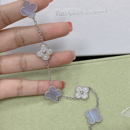 [Avelora]LUCKY CLOVER 5-MOTIF BRACELET - PURPLE CHALCEDONY COLLECTION