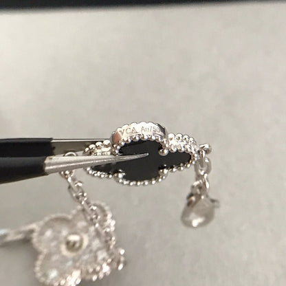 [Avelora]LUCKY CLOVER 5-MOTIF BRACELET - BLACK OXNY COLLECTION