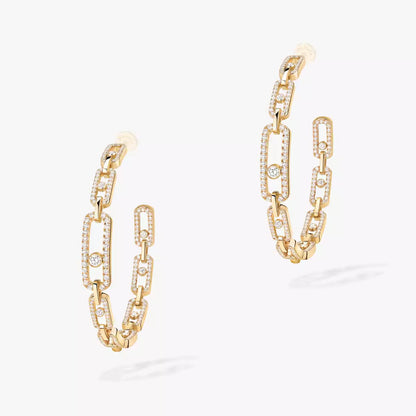 [Avelora]MOVE LINK KINETIC DIAMOND HOOP EARRINGS