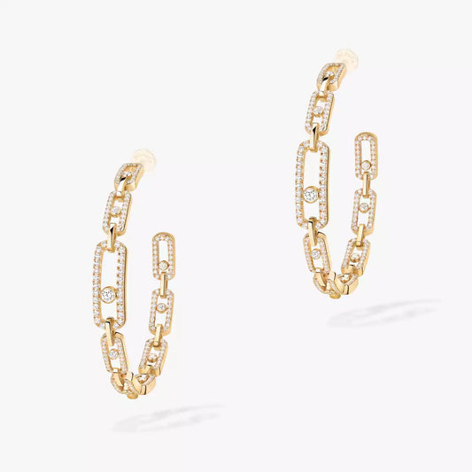 [Avelora]MOVE LINK KINETIC DIAMOND HOOP EARRINGS