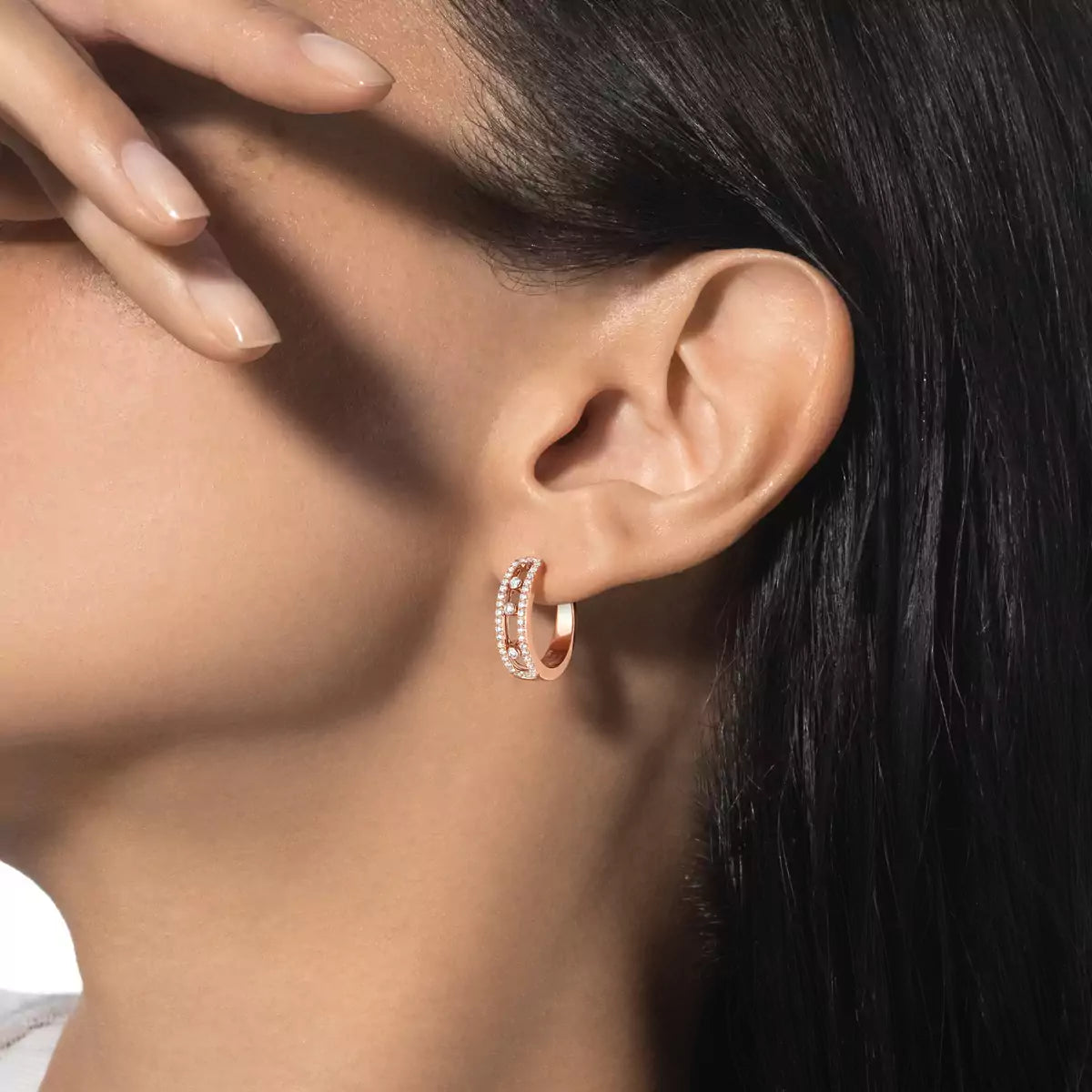 [Avelora]MOVE PAVÉ DIAMOND HOOP EARRINGS