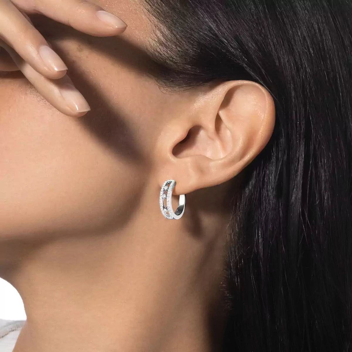 [Avelora]MOVE PAVÉ DIAMOND HOOP EARRINGS