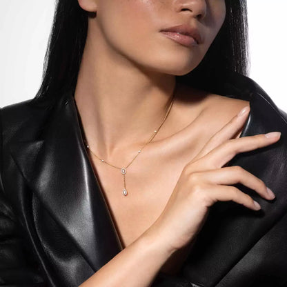 [Avelora]SUGAR CUBE & TEARDROP FULL PAVÉ NECKLACE