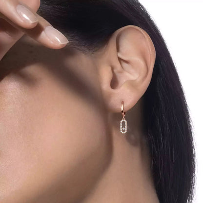 [Avelora]MOVE UNO SINGLE DIAMOND HOOP EARRINGS