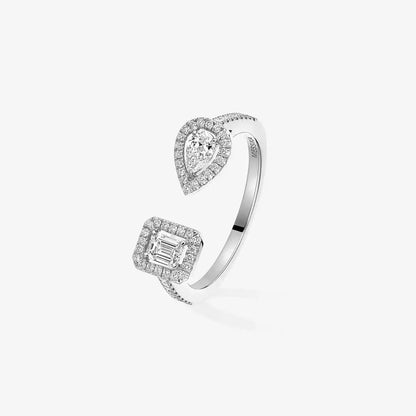 [Avelora]OPEN SUGAR CUBE & TEARDROP PAVÉ DIAMOND RING
