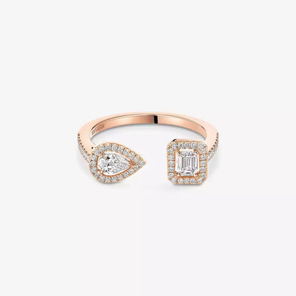 [Avelora]OPEN SUGAR CUBE & TEARDROP PAVÉ DIAMOND RING