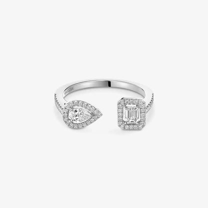 [Avelora]OPEN SUGAR CUBE & TEARDROP PAVÉ DIAMOND RING