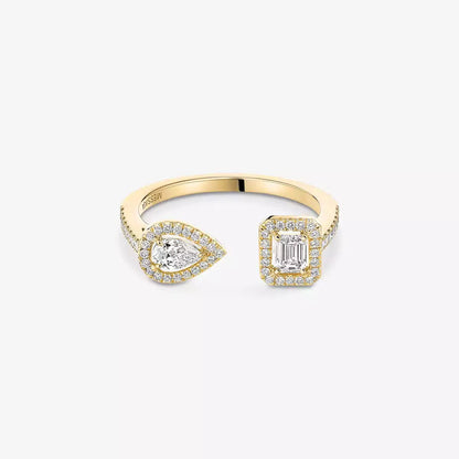 [Avelora]OPEN SUGAR CUBE & TEARDROP PAVÉ DIAMOND RING