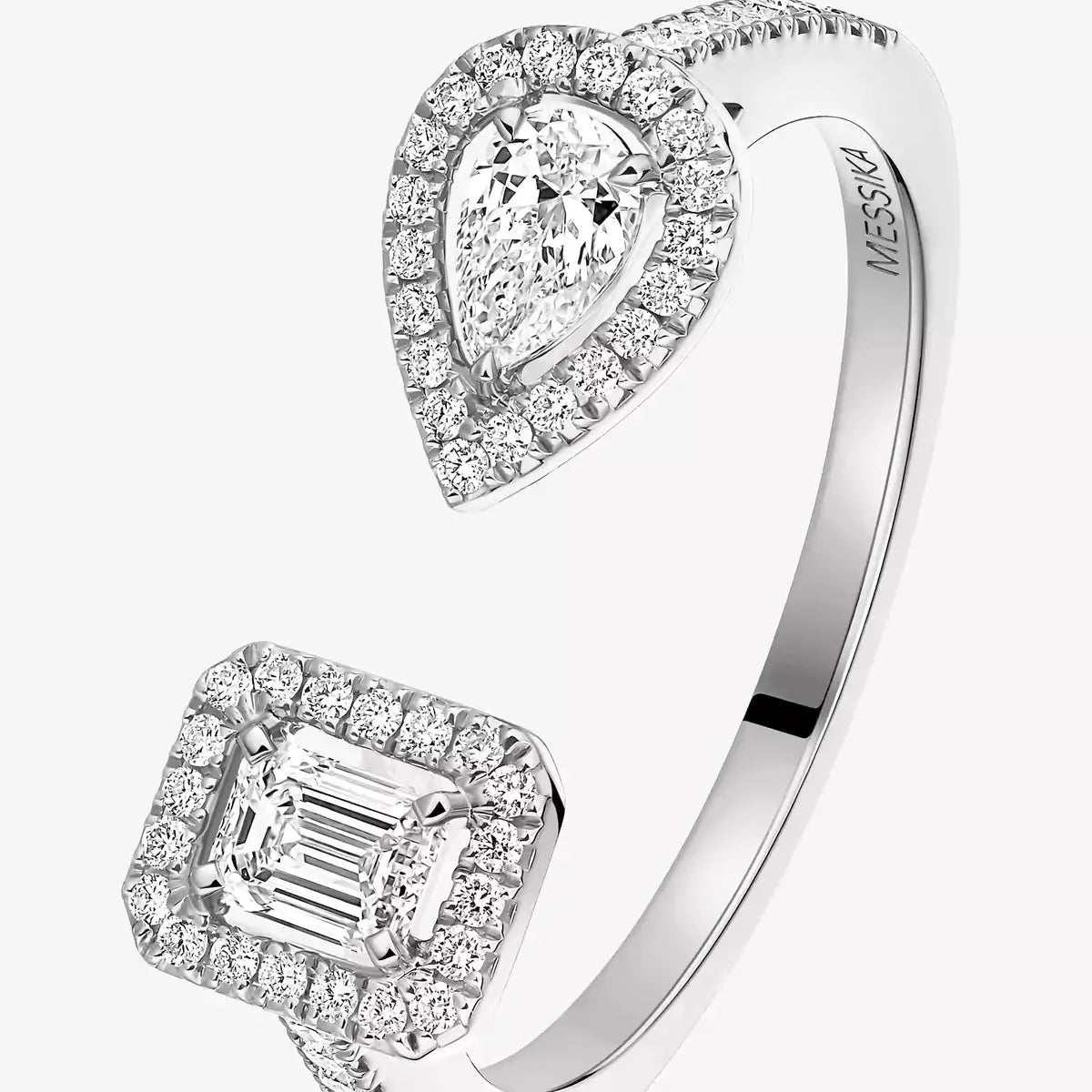 [Avelora]OPEN SUGAR CUBE & TEARDROP PAVÉ DIAMOND RING