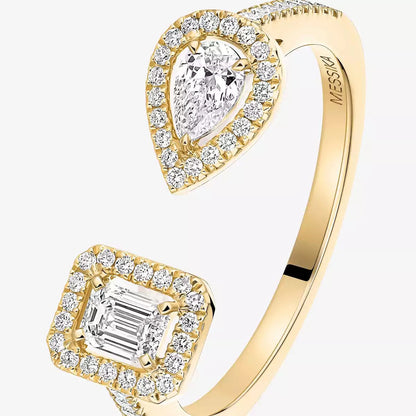 [Avelora]OPEN SUGAR CUBE & TEARDROP PAVÉ DIAMOND RING