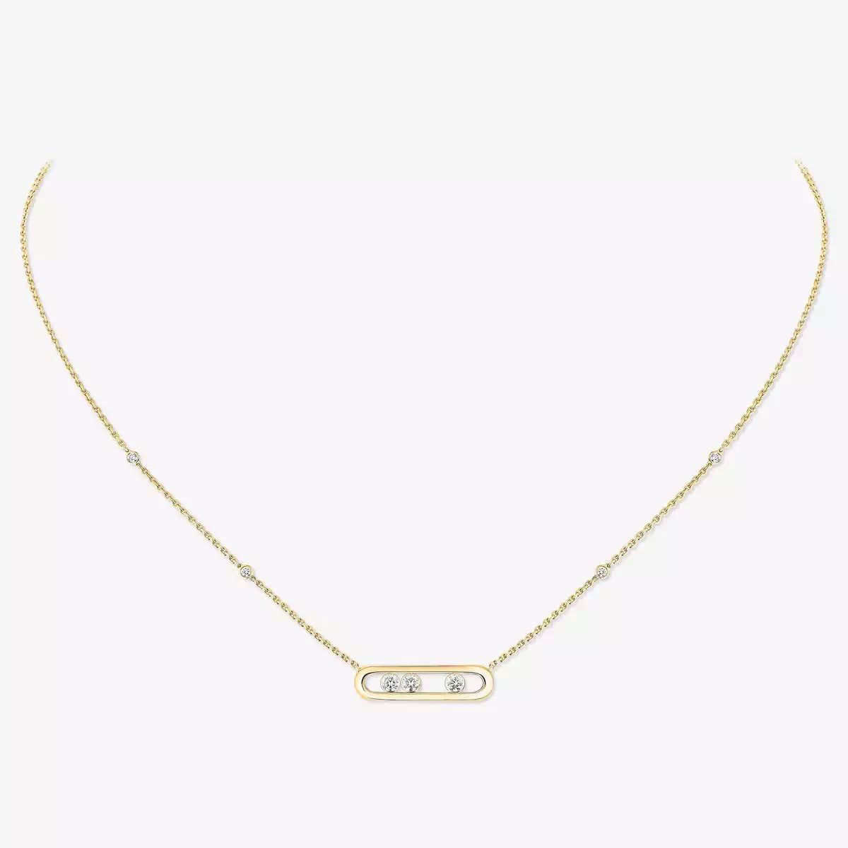 [Avelora]MOVE PAVÉ PENDANT 4 MOVING DIAMONDS NECKLACE
