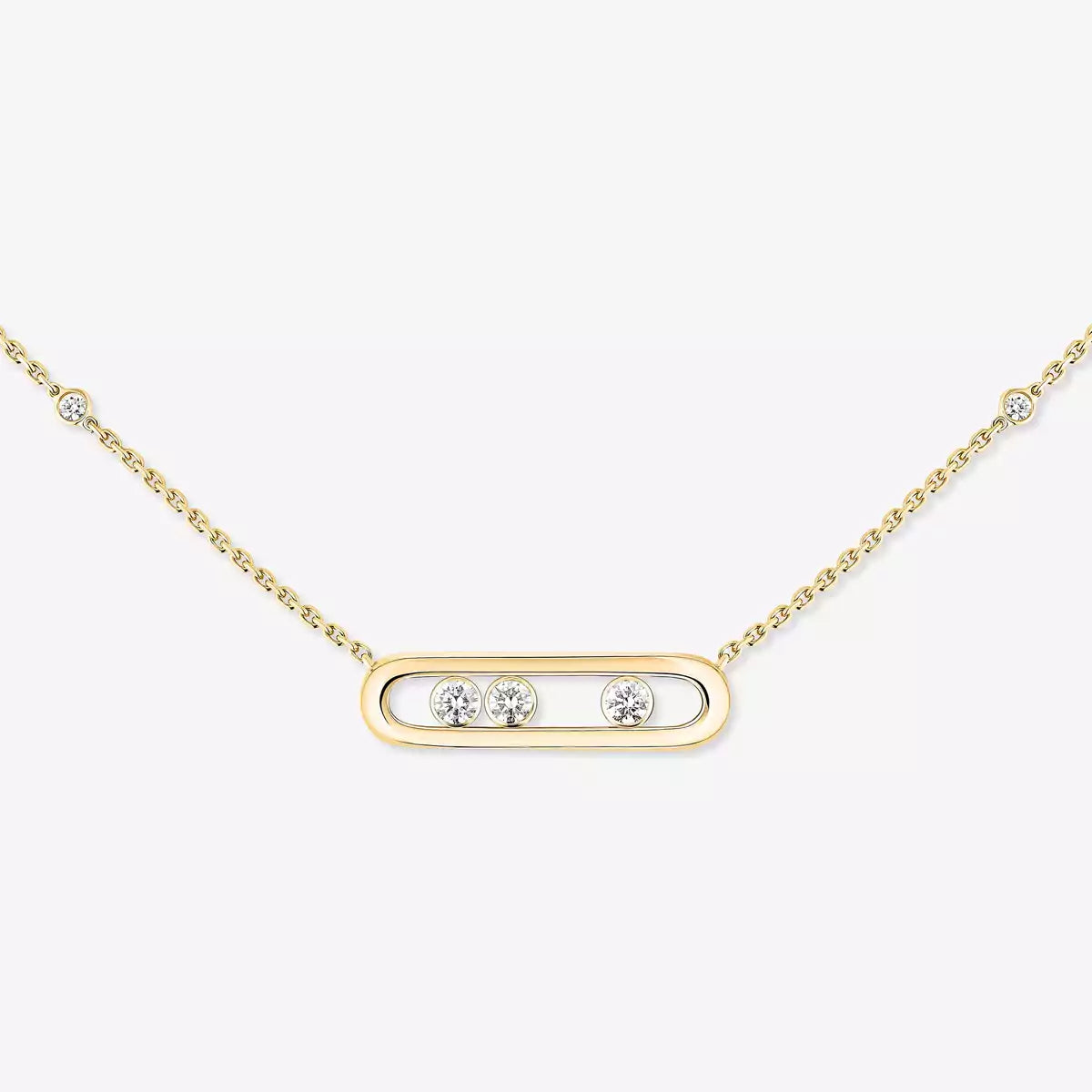 [Avelora]MOVE PAVÉ PENDANT 4 MOVING DIAMONDS NECKLACE
