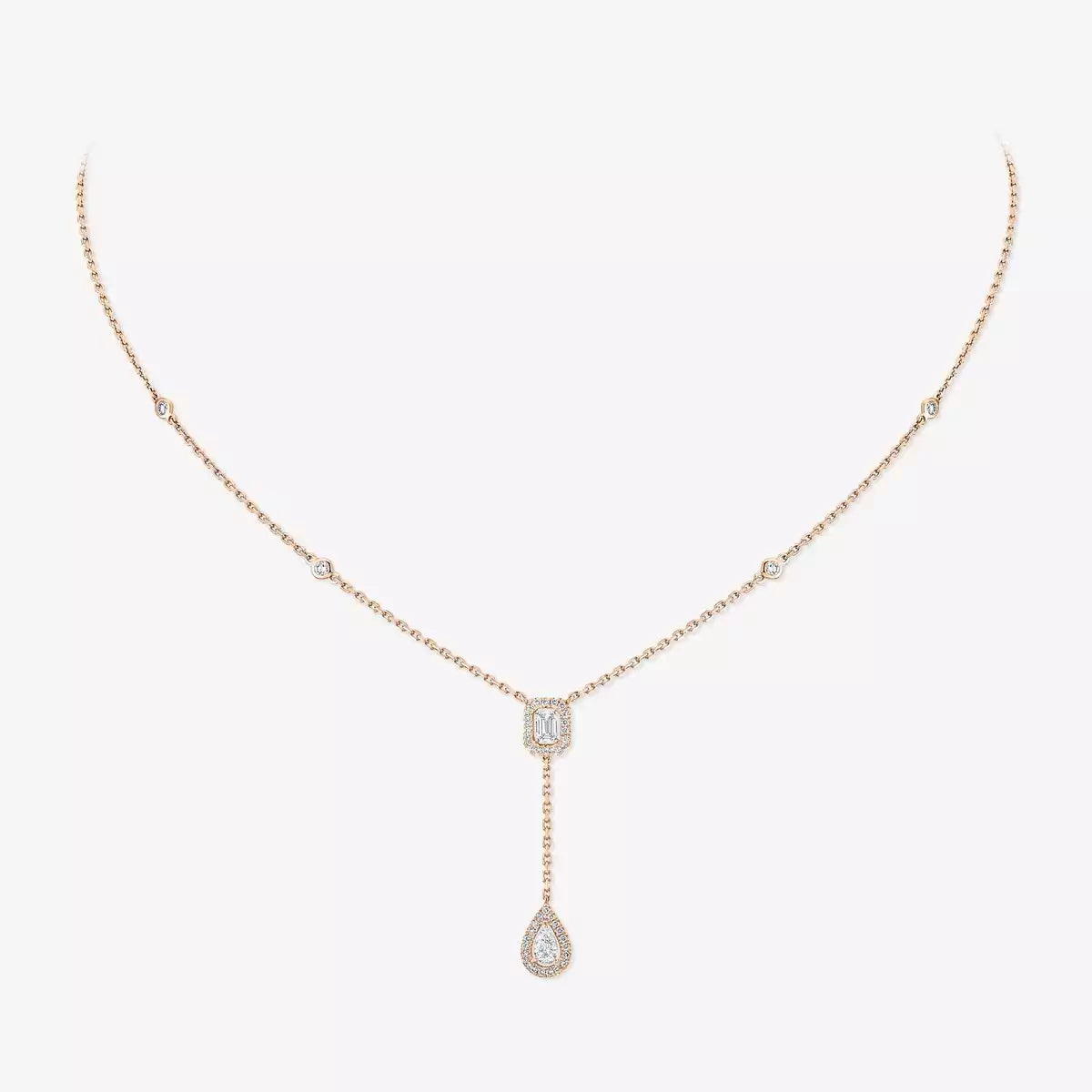 [Avelora]SUGAR CUBE & TEARDROP FULL PAVÉ NECKLACE