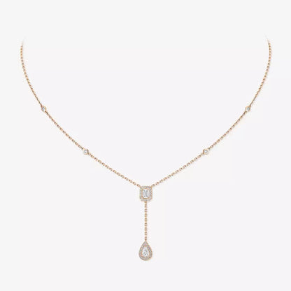 [Avelora]SUGAR CUBE & TEARDROP FULL PAVÉ NECKLACE