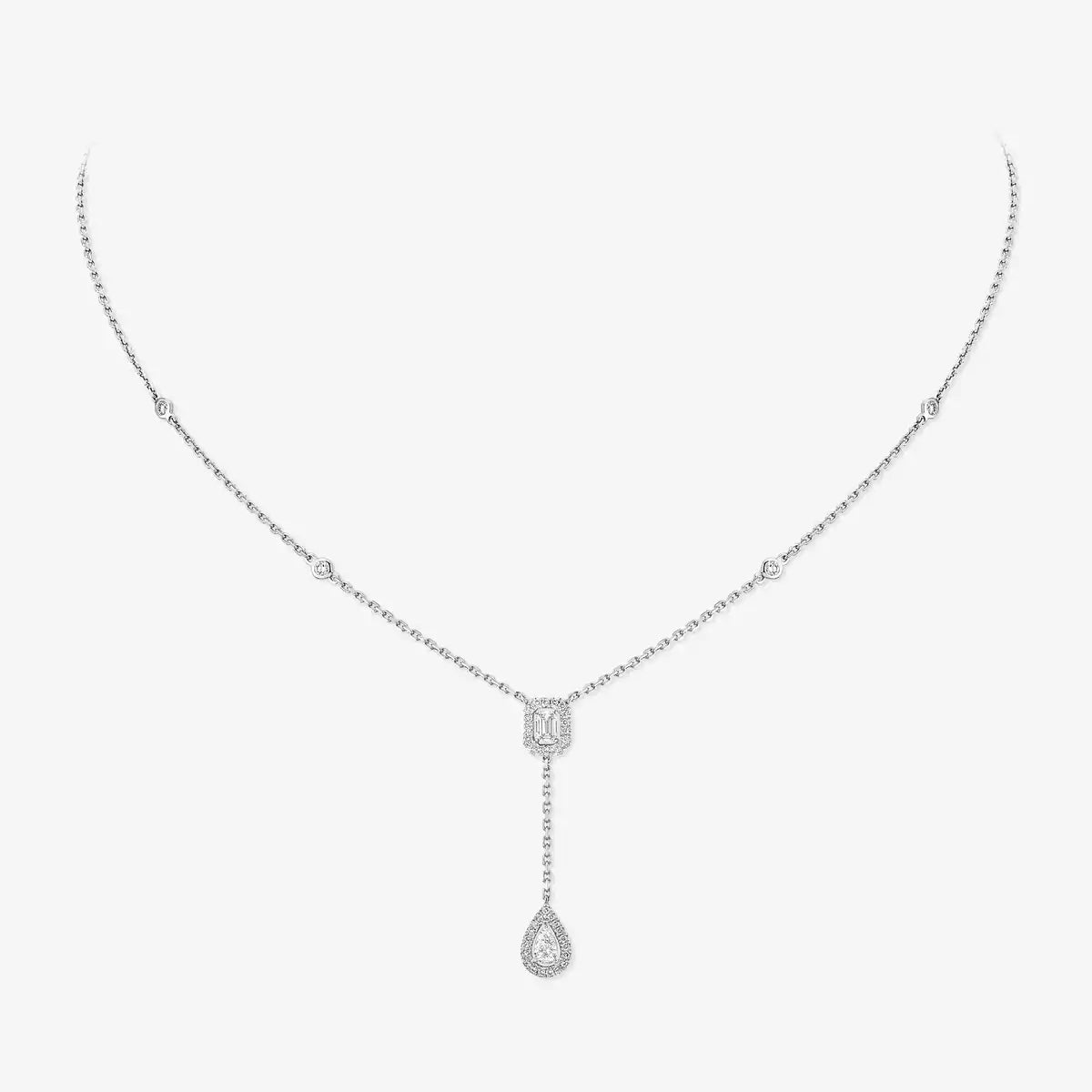 [Avelora]SUGAR CUBE & TEARDROP FULL PAVÉ NECKLACE