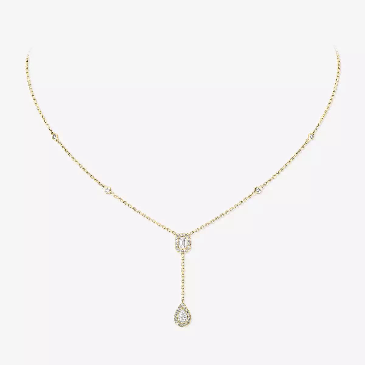 [Avelora]SUGAR CUBE & TEARDROP FULL PAVÉ NECKLACE