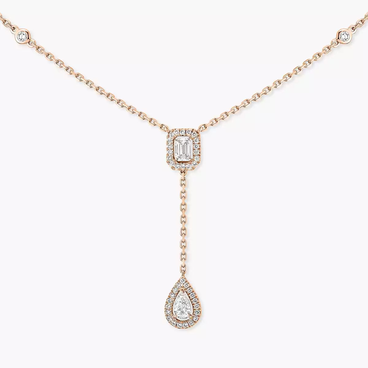 [Avelora]SUGAR CUBE & TEARDROP FULL PAVÉ NECKLACE