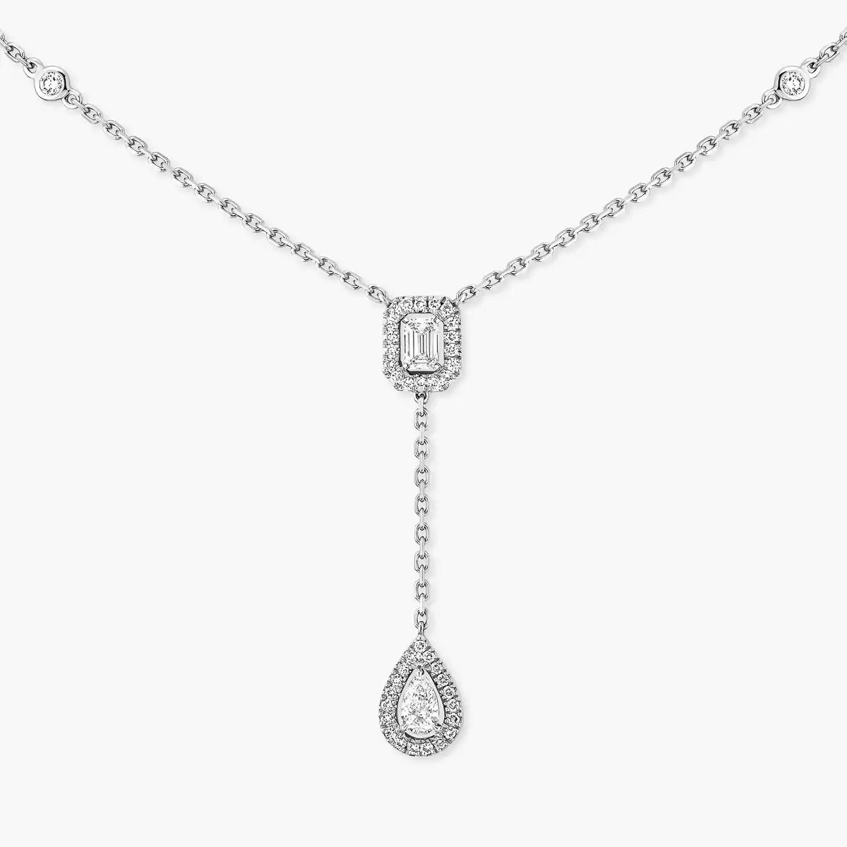 [Avelora]SUGAR CUBE & TEARDROP FULL PAVÉ NECKLACE
