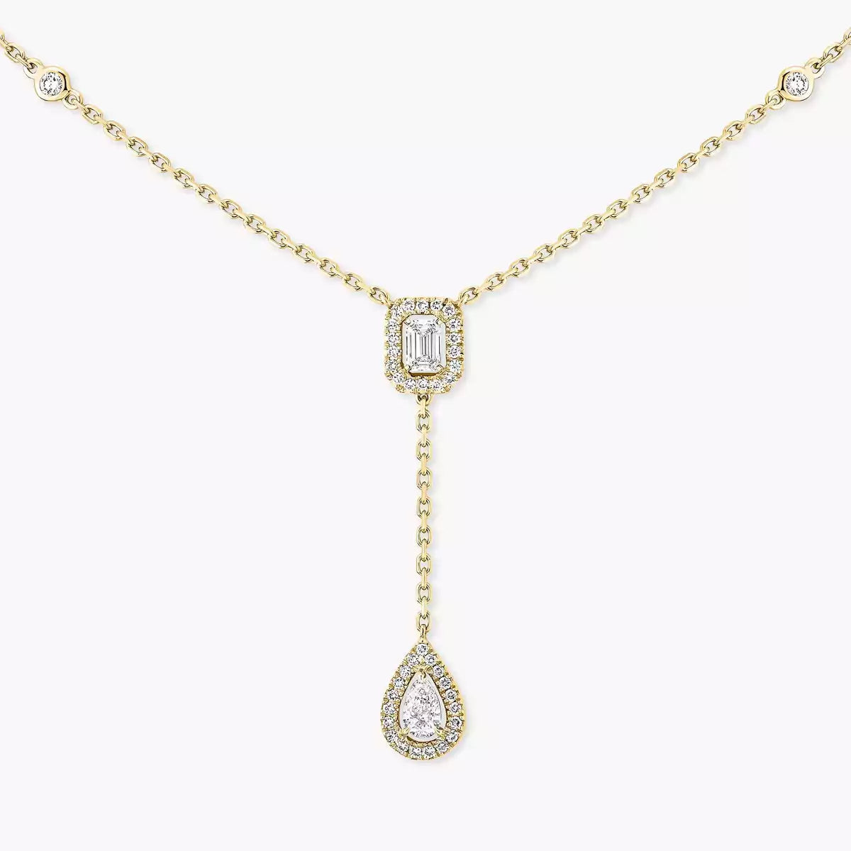 [Avelora]SUGAR CUBE & TEARDROP FULL PAVÉ NECKLACE