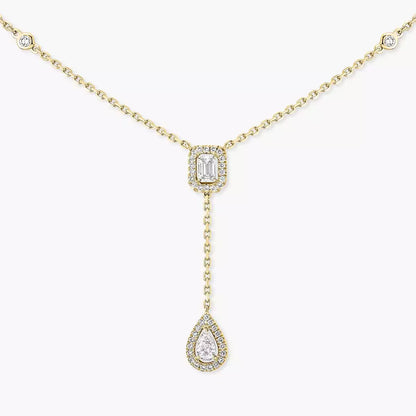 [Avelora]SUGAR CUBE & TEARDROP FULL PAVÉ NECKLACE