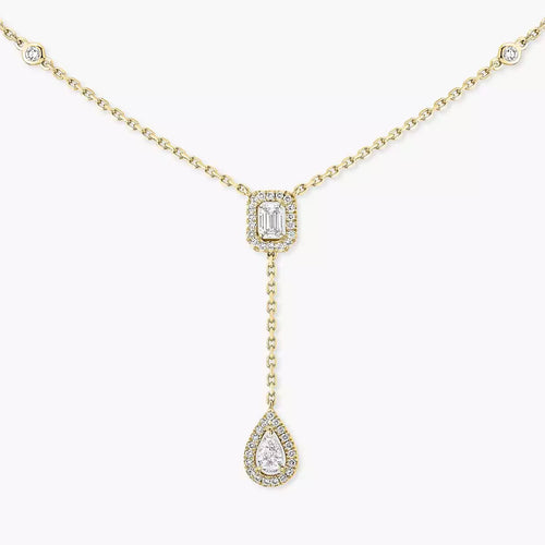 [Avelora]SUGAR CUBE & TEARDROP FULL PAVÉ NECKLACE