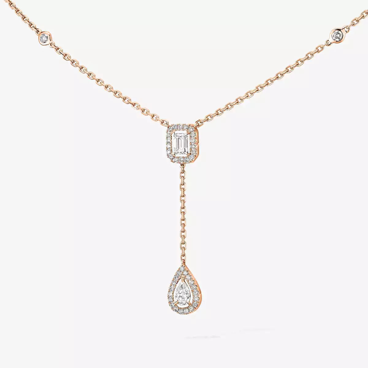 [Avelora]SUGAR CUBE & TEARDROP FULL PAVÉ NECKLACE