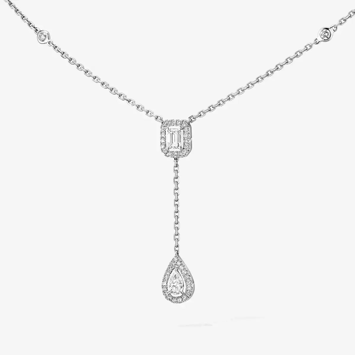 [Avelora]SUGAR CUBE & TEARDROP FULL PAVÉ NECKLACE