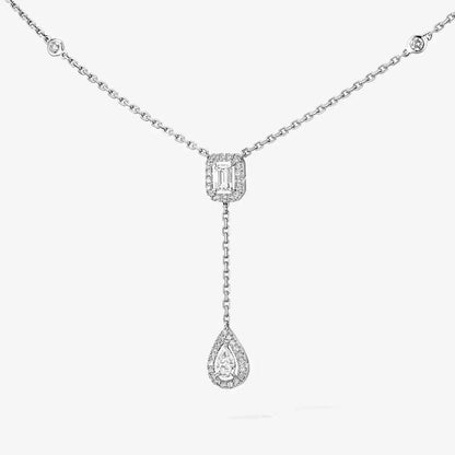 [Avelora]SUGAR CUBE & TEARDROP FULL PAVÉ NECKLACE