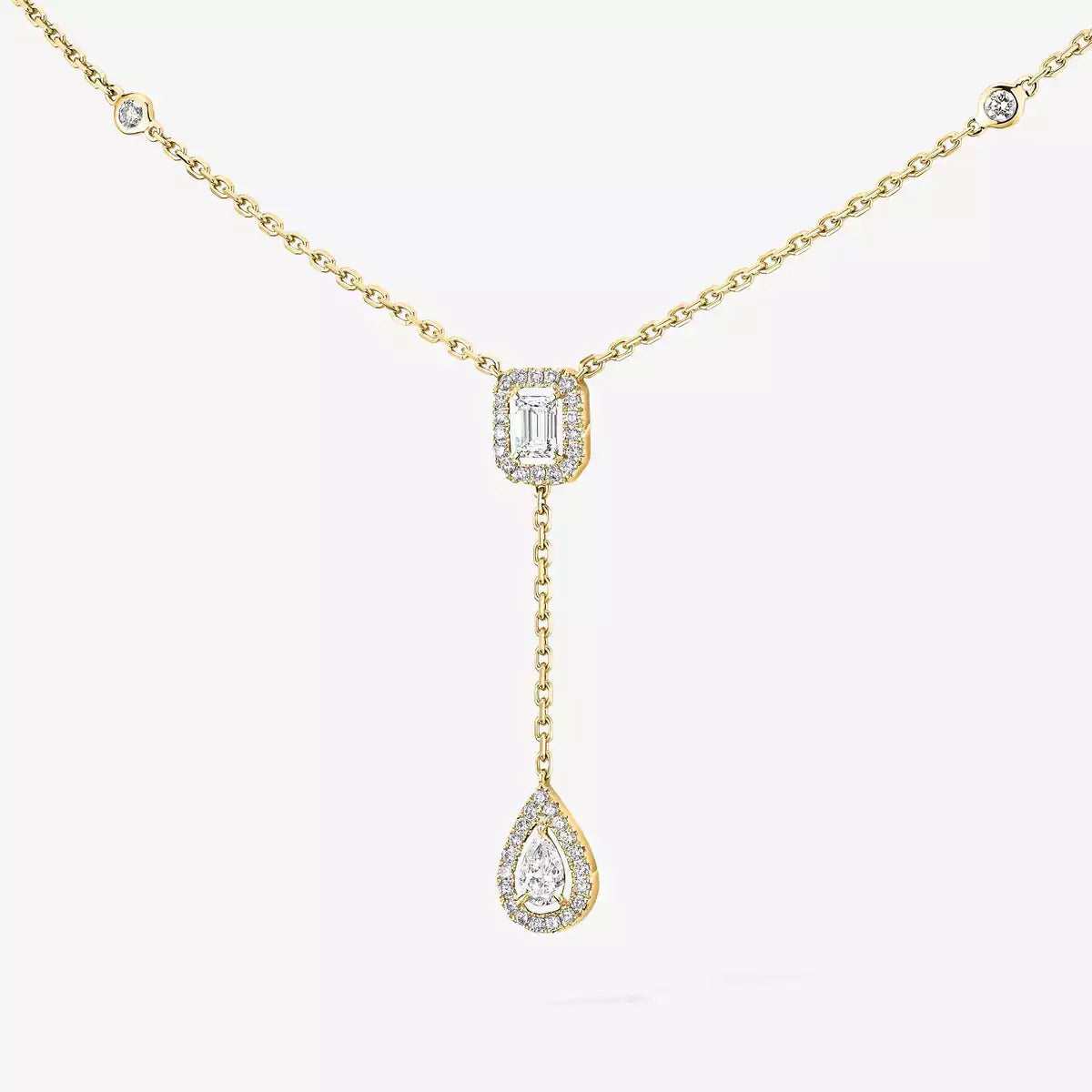 [Avelora]SUGAR CUBE & TEARDROP FULL PAVÉ NECKLACE