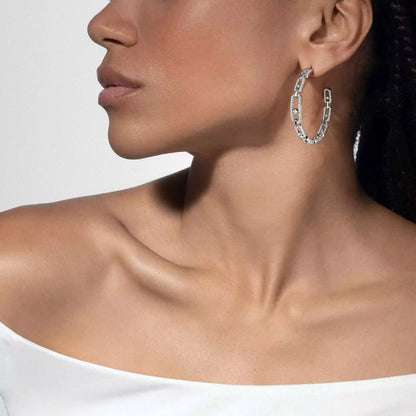 [Avelora]MOVE LINK KINETIC DIAMOND HOOP EARRINGS