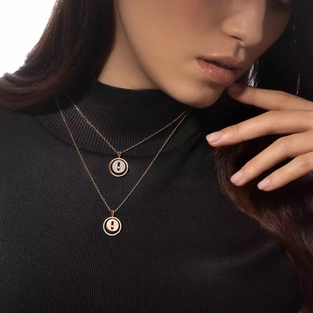 [Avelora]LUCKY MOVE FULL PAVÉ DIAMOND NECKLACE