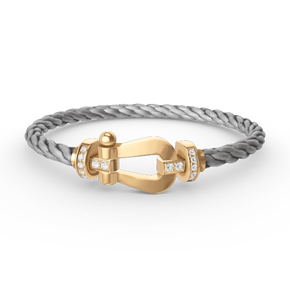 [Avelora]FORCE LARGE HORSESHOE HALF DIAMOND BRACELET - GOLD