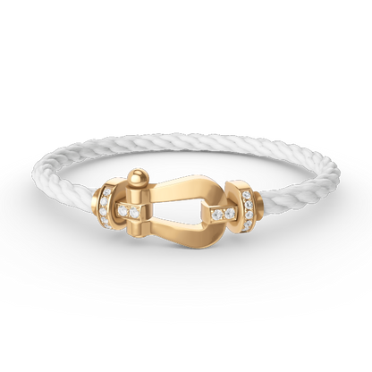 [Avelora]FORCE LARGE HORSESHOE HALF DIAMOND BRACELET - GOLD