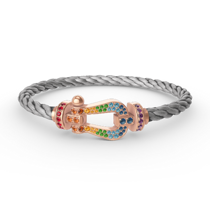 [Avelora]FORCE LARGE HORSESHOE COLORED DIAMOND BRACELET - ROSE GOLD