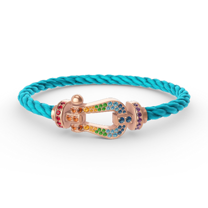 [Avelora]FORCE LARGE HORSESHOE COLORED DIAMOND BRACELET - ROSE GOLD