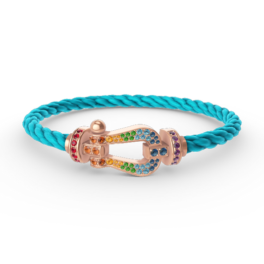 [Avelora]FORCE LARGE HORSESHOE COLORED DIAMOND BRACELET - ROSE GOLD