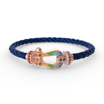 [Avelora]FORCE LARGE HORSESHOE COLORED DIAMOND BRACELET - ROSE GOLD