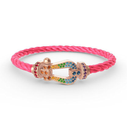 [Avelora]FORCE LARGE HORSESHOE COLORED DIAMOND BRACELET - ROSE GOLD