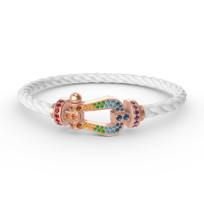 [Avelora]FORCE LARGE HORSESHOE COLORED DIAMOND BRACELET - ROSE GOLD