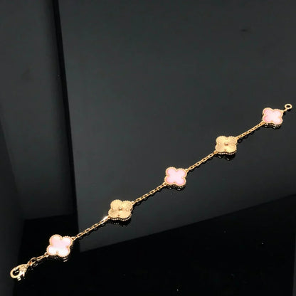 [Avelora]LUCKY CLOVER 5-MOTIF BRACELET - PINK MOTHER-OF-PEARL COLLECTION